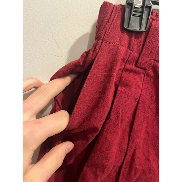 Halara Womens Red Poplin Square Pants XS Wide Leg Cotton Hi Rise Pleated Zip NWT - Picture 6 of 8